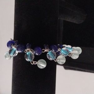 Coldwater Creek Blue Bead Silver Tone Bracelet